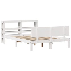 Cadre de lit avec tête de lit sans matelas blanc 160x200 cm 