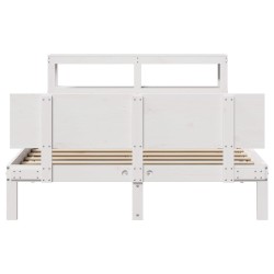 Cadre de lit avec tête de lit sans matelas blanc 160x200 cm 