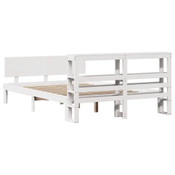 Cadre de lit avec tête de lit sans matelas blanc 160x200 cm 