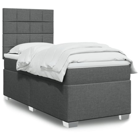 Sommier à lattes de lit avec matelas Gris foncé 80x200 cm Tissu 