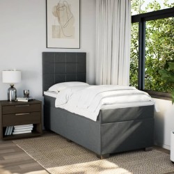 Sommier à lattes de lit avec matelas Gris foncé 80x200 cm Tissu 