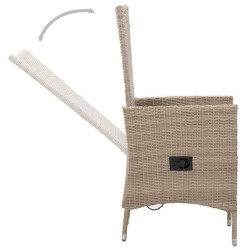 Ensemble à manger de jardin avec coussins 3 pcs Beige 
