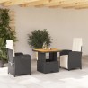 Ensemble à manger de jardin avec coussins 3 pcs Noir 