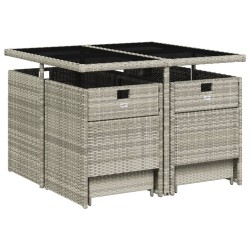 Ensemble à manger de jardin et coussins 9 pcs gris clair rotin 