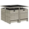 Ensemble à manger de jardin et coussins 9 pcs gris clair rotin 