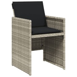 Ensemble à manger de jardin et coussins 9 pcs gris clair rotin 