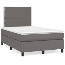 Sommier à lattes de lit avec matelas gris 120x190 cm similicuir 