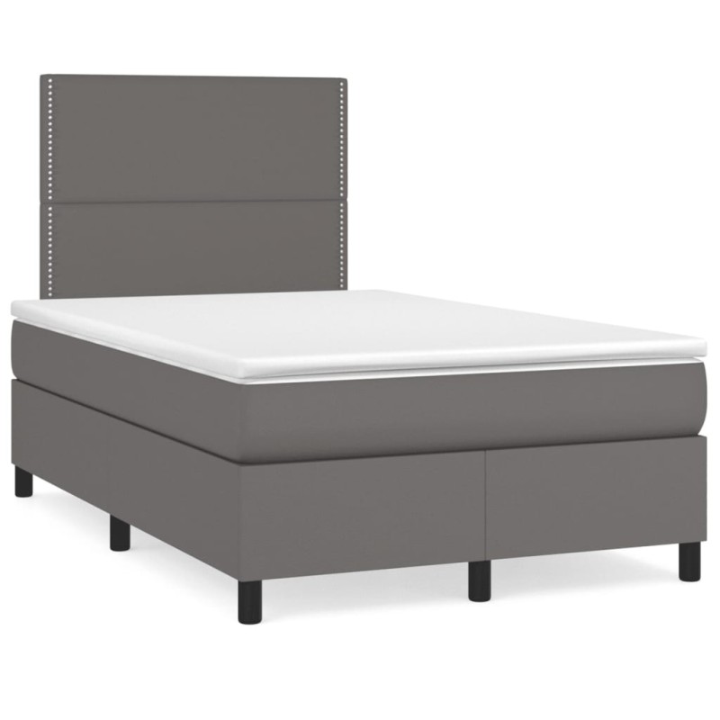 Sommier à lattes de lit avec matelas gris 120x190 cm similicuir 