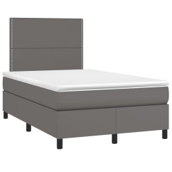 Sommier à lattes de lit avec matelas gris 120x190 cm similicuir 