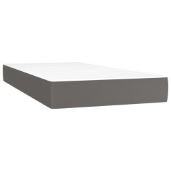 Sommier à lattes de lit avec matelas gris 120x190 cm similicuir 