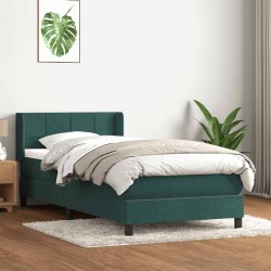 Sommier à lattes de lit et matelas vert foncé 100x210cm velours 