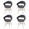 Chaises à manger lot de 4 gris foncé bois courbé et tissu 