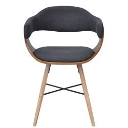 Chaises à manger lot de 4 gris foncé bois courbé et tissu 