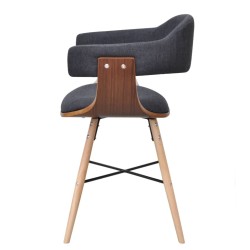 Chaises à manger lot de 4 gris foncé bois courbé et tissu 
