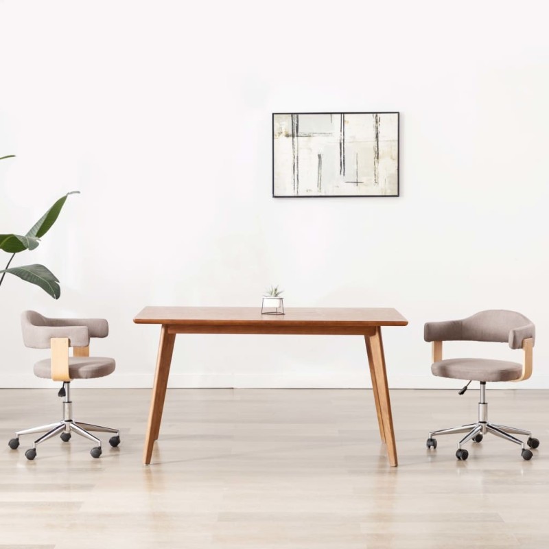 Chaises pivotantes à manger lot de 2 taupe bois courbé et tissu 