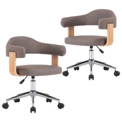 Chaises pivotantes à manger lot de 2 taupe bois courbé et tissu 