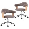 Chaises pivotantes à manger lot de 2 taupe bois courbé et tissu 