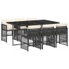 Ensemble à manger de jardin coussins 7pcs Noir Résine tressée 