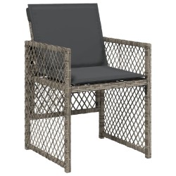 Ensemble à manger de jardin et coussins 7 pcs gris rotin 