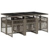 Ensemble à manger de jardin et coussins 7 pcs gris rotin 