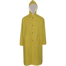 Manteau de pluie long imperméable résistant à capuche jaune M 