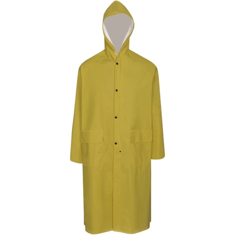 Manteau de pluie long imperméable résistant à capuche jaune M Manteau de pluie long imperméable résistant à capuche jaune M
