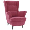 Fauteuil à oreilles avec tabouret bordeaux velours 