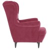Fauteuil à oreilles avec tabouret bordeaux velours 