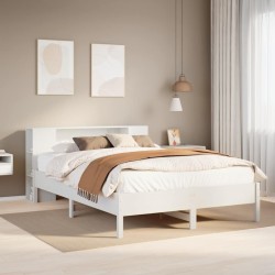 Lit bibliothèque sans matelas blanc 120x190 cm bois pin massif 