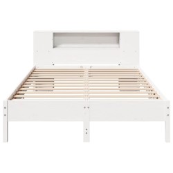 Lit bibliothèque sans matelas blanc 120x190 cm bois pin massif 