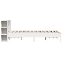 Lit bibliothèque sans matelas blanc 120x190 cm bois pin massif 