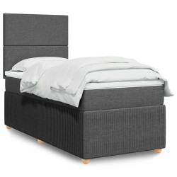 Sommier à lattes de lit avec matelas Gris foncé 80x200 cm Tissu 