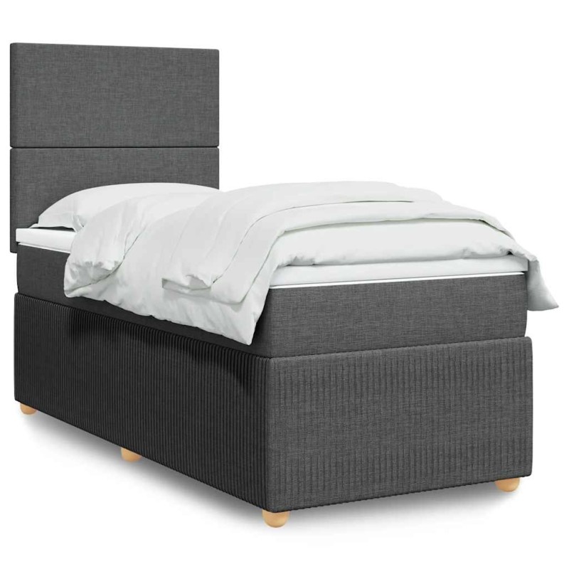 Sommier à lattes de lit avec matelas Gris foncé 80x200 cm Tissu 