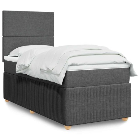 Sommier à lattes de lit avec matelas Gris foncé 80x200 cm Tissu 
