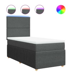 Sommier à lattes de lit avec matelas Gris foncé 80x200 cm Tissu 