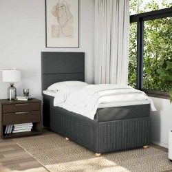 Sommier à lattes de lit avec matelas Gris foncé 80x200 cm Tissu 