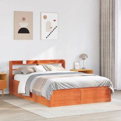 Cadre de lit et tête de lit cire marron 150x200 cm bois de pin 
