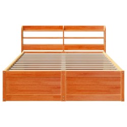 Cadre de lit et tête de lit cire marron 150x200 cm bois de pin 