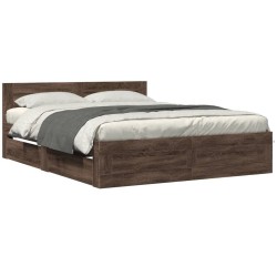 Cadre de lit tête de lit sans matelas chêne marron 160x200 cm 
