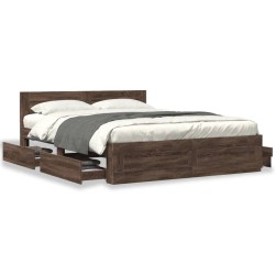 Cadre de lit tête de lit sans matelas chêne marron 160x200 cm 