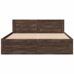 Cadre de lit tête de lit sans matelas chêne marron 160x200 cm 