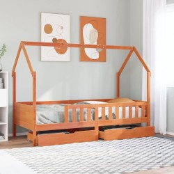 Cadre de lit enfants avec tiroirs sans matelas 90x200 cm bois 