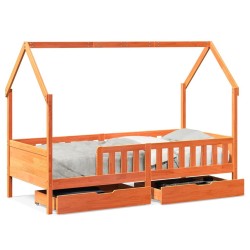 Cadre de lit enfants avec tiroirs sans matelas 90x200 cm bois 