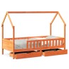 Cadre de lit enfants avec tiroirs sans matelas 90x200 cm bois 