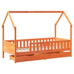 Cadre de lit enfants avec tiroirs sans matelas 90x200 cm bois 