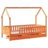 Cadre de lit enfants avec tiroirs sans matelas 90x200 cm bois 