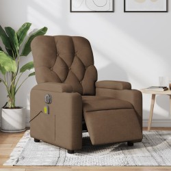 Fauteuil inclinable de massage électrique marron tissu 