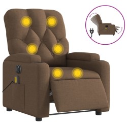 Fauteuil inclinable de massage électrique marron tissu 