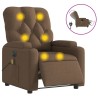 Fauteuil inclinable de massage électrique marron tissu 