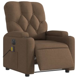 Fauteuil inclinable de massage électrique marron tissu 